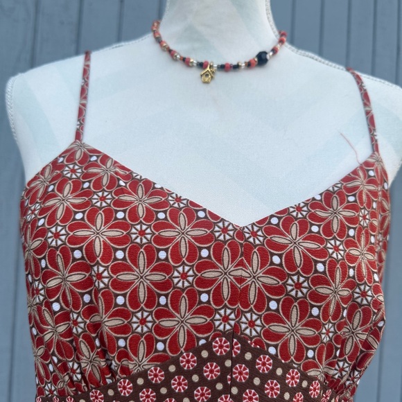 LOFT Burnt Orange and Chocolate Brown Midi Dress - Picture 14 of 14